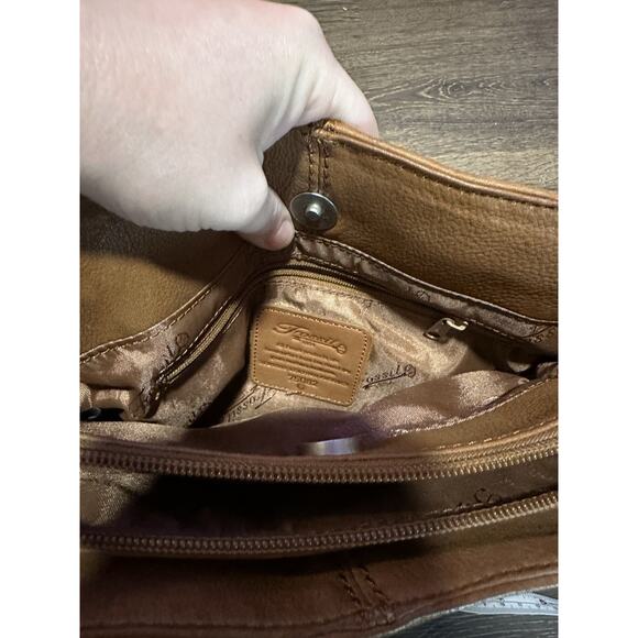 Fossil Vintage Brown Pebbled Leather Shoulder Bag Purse Braided Straps Key - Picture 8 of 13